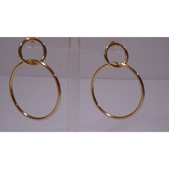 Banana Republic Women's Shiny INTERLOCKING Hoop EARRINGS NWT 58 GOLD - Picture 10 of 11